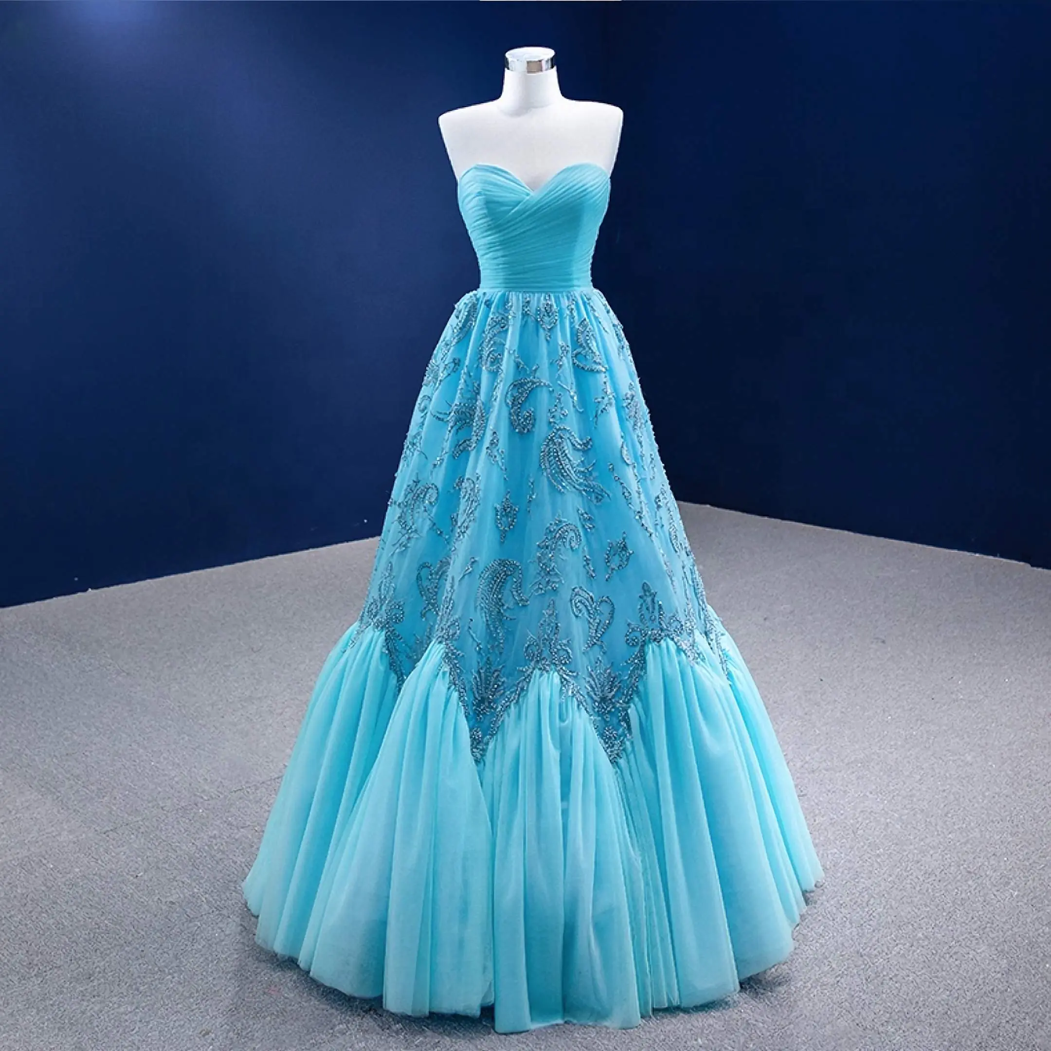 Luxury Blue Pakistani Plus Size Lace-Up Bridal Wedding Dresses - TikTok Shop