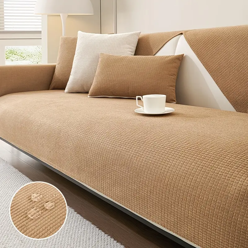 Art Deco Quilted Shu Velveteen Sofa Cover couch covers sofa covers Luxury Velvet Sofa Cover Waterproof Corn Velvet Sofa Cover - Splash-Resistant, Pet-Friendly Couch Protector with Backrest & Armrest Covers for Living Room Decor