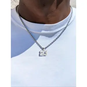 Creative Single Layer Stainless Steel Twisted Chain Number 0-49 Pendant Necklace, Casual Daily Wear Jewelry Accessory for Couples, Fashion Necklace