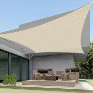 14'x14' HDPE Sun Shade Sail Rectangle Canopy Shades for Outdoor Patio Pergola Cover Blockage 95% UV resistant(Beige)