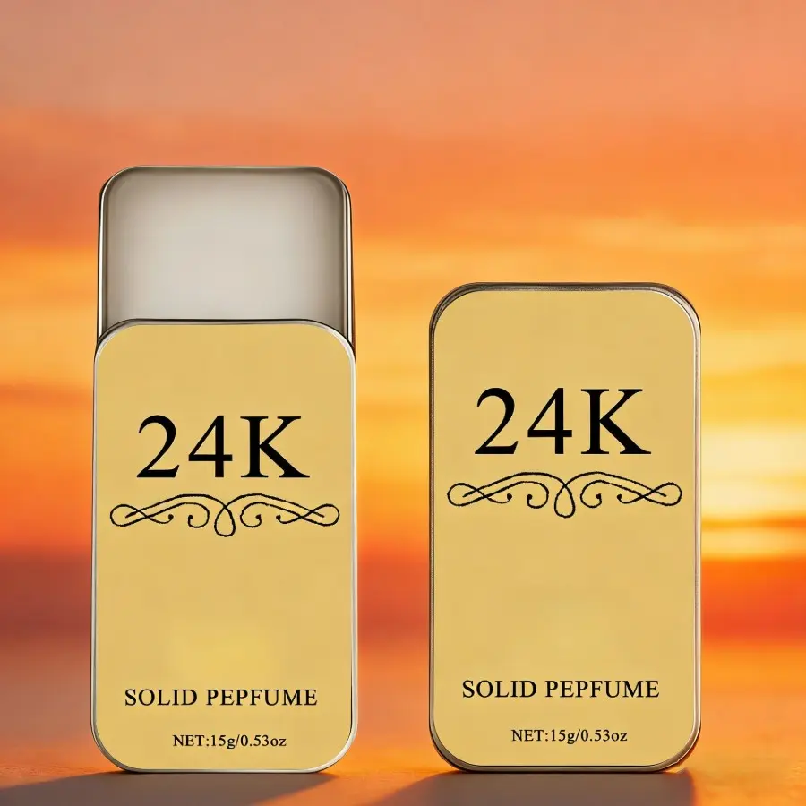 24K Solid Perfume for Men - Solid Fragrance, Luxury Long-Lasting Scent, Luxurious Scent, Portable Travel Size 15g/0.53oz, Ideal Gift for Him