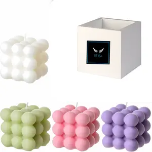 Bubble Candle (Pack of 2) - Cube Soy Wax Candles, Home Decor Candle Decoration candles Floral Room Scented bath and body  candles small business