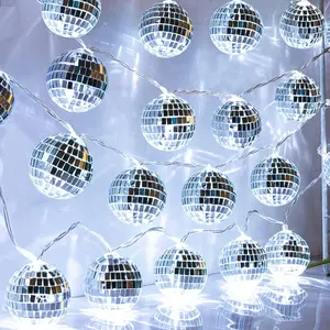 50 LED 16.4Ft Disco Ball String Light -   and USB Plug, Disco Ball Lights for 70's Disco Party Decorations and Birthday Parties, Mamma Mia ()