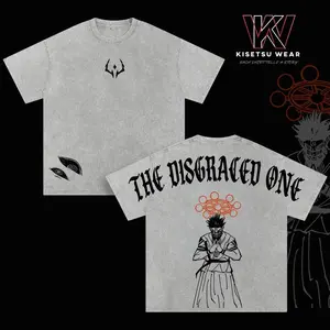 Sukuna �The Disgraced One� Vintage Washed Oversized Gym T-Shirt � Jujutsu Kaisen Anime Graphic Tee, Ryomen Sukuna Curse King Manga Shirt, Streetwear Casual Apparel, Unisex Top, Gift for JJK Fans VHU