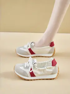 Women's Korean Style Comfortable Thick Sole Sneakers, New Fashion Student Running Casual Shoes, Trendy -Style Footwear for Daily Wear, Running Walking Sneakers, Lightweight Jogging Sneakers