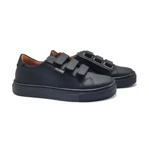 Atlanta Mocassin Black Gum Blue Stich Velcro Sneaker