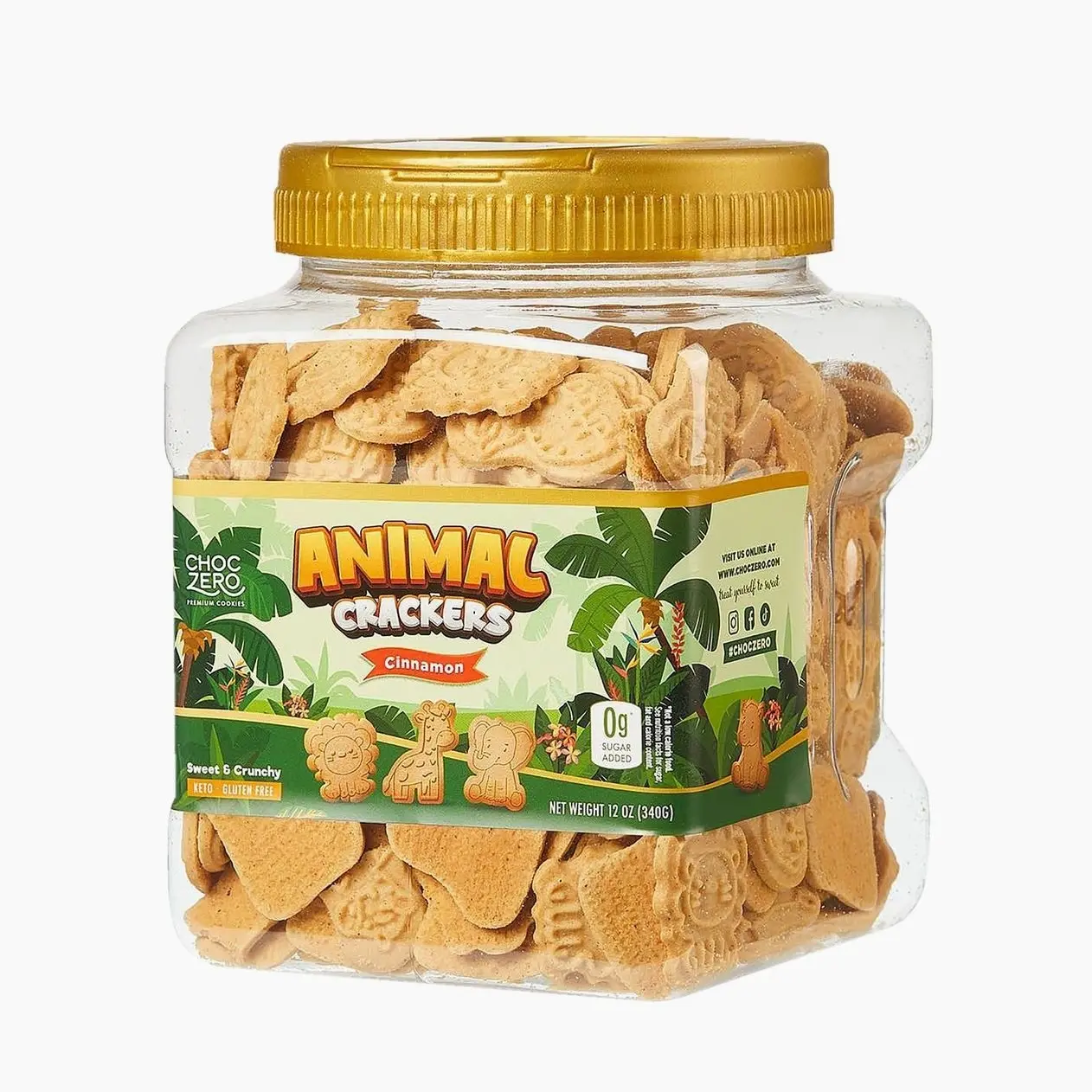 ChocZero Animal Crackers Cookies, Cinnamon Flavored, Gluten Free, Low Carb, No Added Sugar, 12 Ounce (Pack of 1)