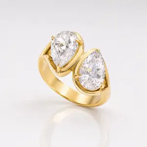 Drops clear ring #321 stainless steel PVD 18 k