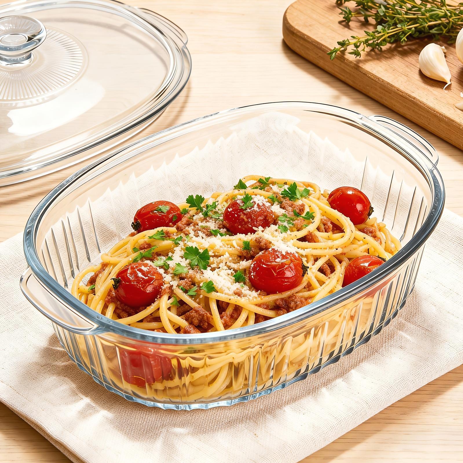 Glass Baking Dish with Lid Set, Casseroles with Glass Lids, 61oz, 95oz, Oven & Microwave Safe, Versatile Deep Glasses Food Container for Baking, Cooking; with Ideal for Desserts, Chicken, Pasta, for Holidays