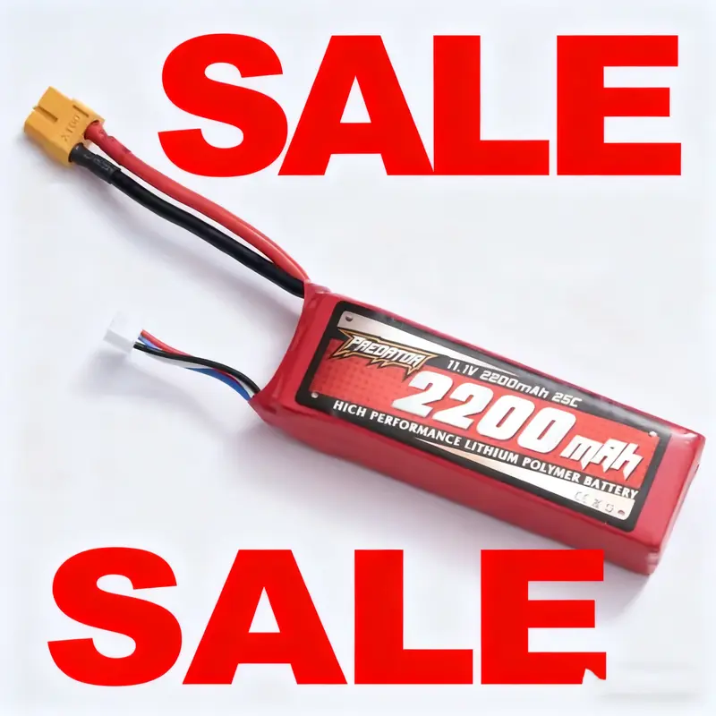FMS Hobby Rechargeable Lithium Ion Lipo Battery Replacement, 11.1V 2200mAh 25C with XT60 Plug, Compatible with 1300mm PA-18, 1220mm Ranger V1-V2 & Select RC Aircraft Models