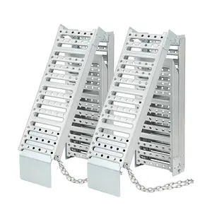 Heavy duty three fold steel loading ramp suitable for pickup trucks and trailers, 2-piece set, capacity 1000 pounds, 72 inches x 9 inches anti slip surface, easy to assemble, perfect for ATV, motorcycle, lawn mower