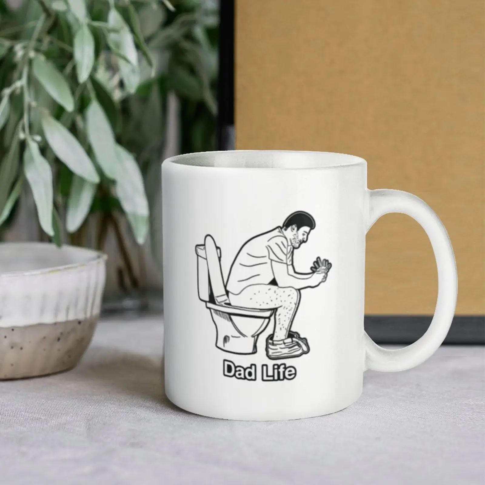 Funny Dad Life Ceramic Coffee Mug, Bathroom Humor Coffee Cup, Father's Day Gift for Dad, 11oz Novelty Mug, Coffee Lover Gift, Birthday Christmas Present