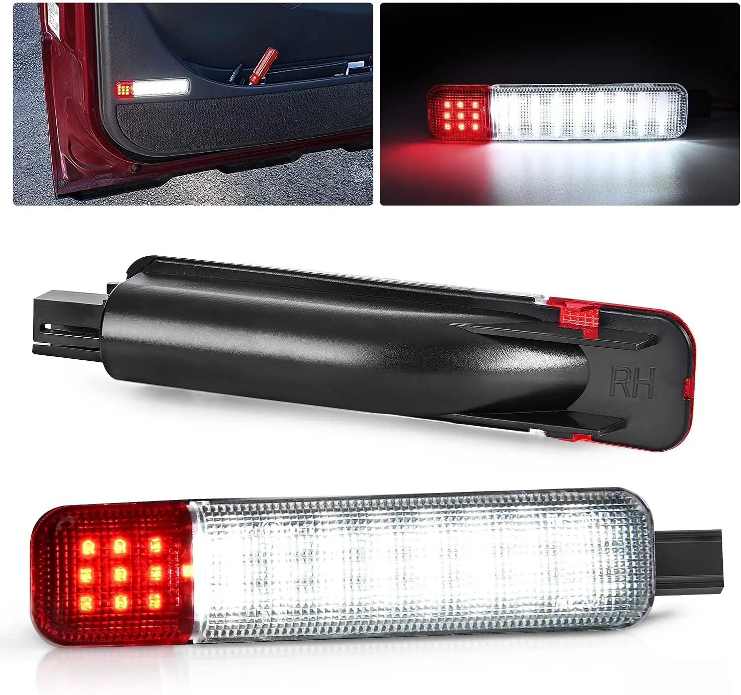 Nilight 2PCS LED Interior Door Panel Courtesy Lights - White & Red LED Car Ambient Light, Car Accessories for Chevy, GMC Silverado Sierra 1500 2500 3500 HD, Suburban, Cadillac Escalade, Chevy Silverado/Gmc Sierra Classic 1500 2500 3500, Car Stuff