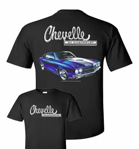 Chevrolet Chevelle T-Shirt - Black Blue 1970 Car & Silver Script, Racing Car Lover, Men Women Summer Top