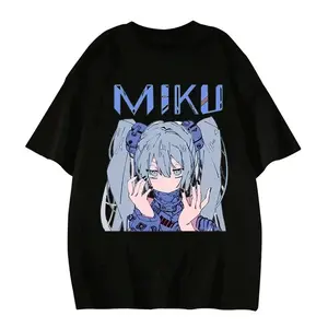 Japanese Anime Character Cute MIKU 2024 New Style 2024 Summer Women T-Shirts Street Fashion Casual Style Short Sleeve Lady's T