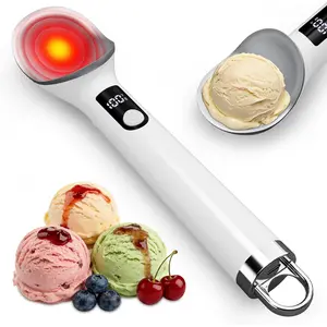 PCOU Upgraded Heated Ice Cream Scoop with Removable Battery, Electric Ice Cream Scooper with LED Display, Dishwasher Safe, Heats to 158 ° F for Hard Ice Cream - Easy for Seniors