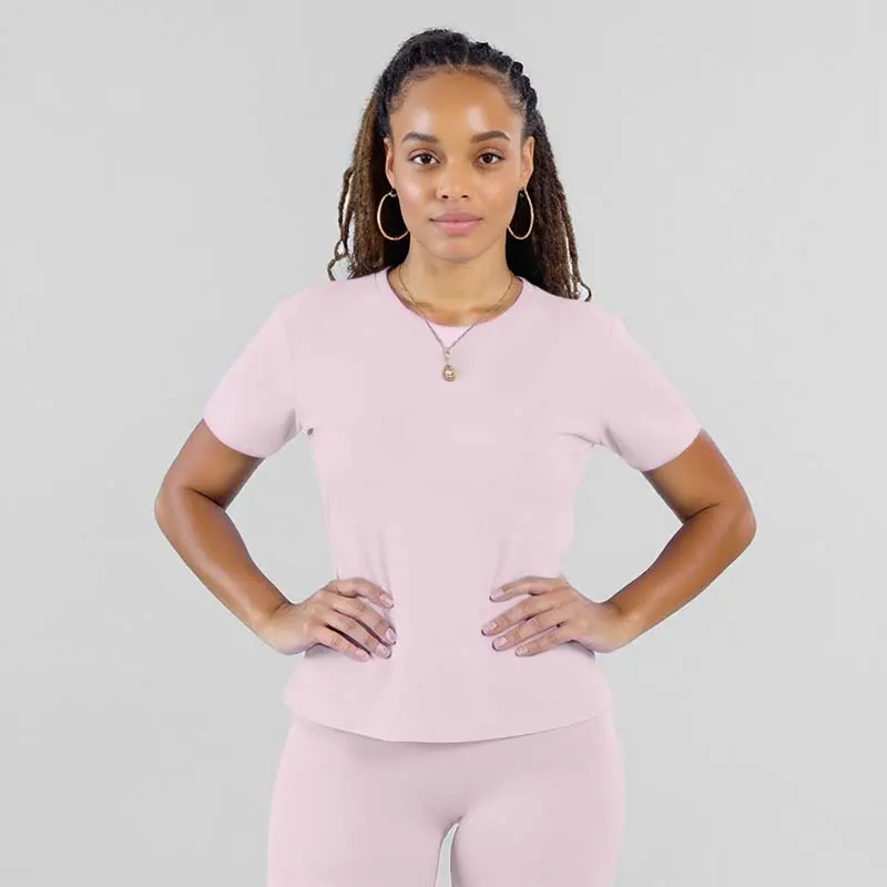 Women Classic Crew Neck Slim Fit Short Sleeve Workout T-Shirt 4-Way Stretch Soft Sculpt Athletic Tee for Gym Yoga Running Pilates Daily Loungewear