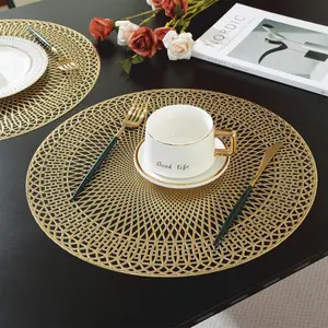 6/8pcs Hotel Restaurant Placemats, High-End Modern Round Insulation Mats, Table Mat, Protects Desktop, Wedding Christmas Party Decor