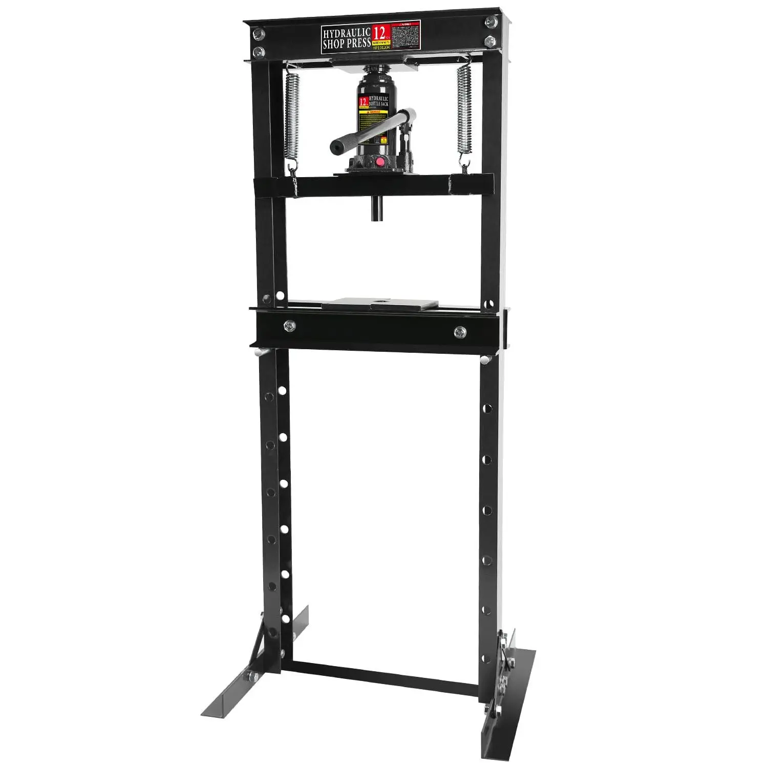 GAOMON 12 Ton Black Hydraulic Shop Press, Heavy-Duty H-Frame Garage Floor Press with Adjustable Worktable & Stamping Plates, Industrial-Grade Bearing Press for Metal Bending, Straightening, U-Joint & Bushing Insta