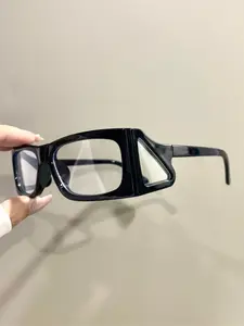 Unisex Punk Style Geometric Frame Eyeglasses, Trendy Casual Eyeglasses for Everyday Use, Fashion Accessories for Outdoor Activities, Square Frame Glasses, Stylish Trendy Eyewear