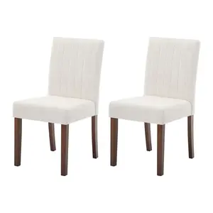 Dining chairs, set of 2, high-back dining chairs, upholstered chairs for dining room/kitchen, modern, linen, beige