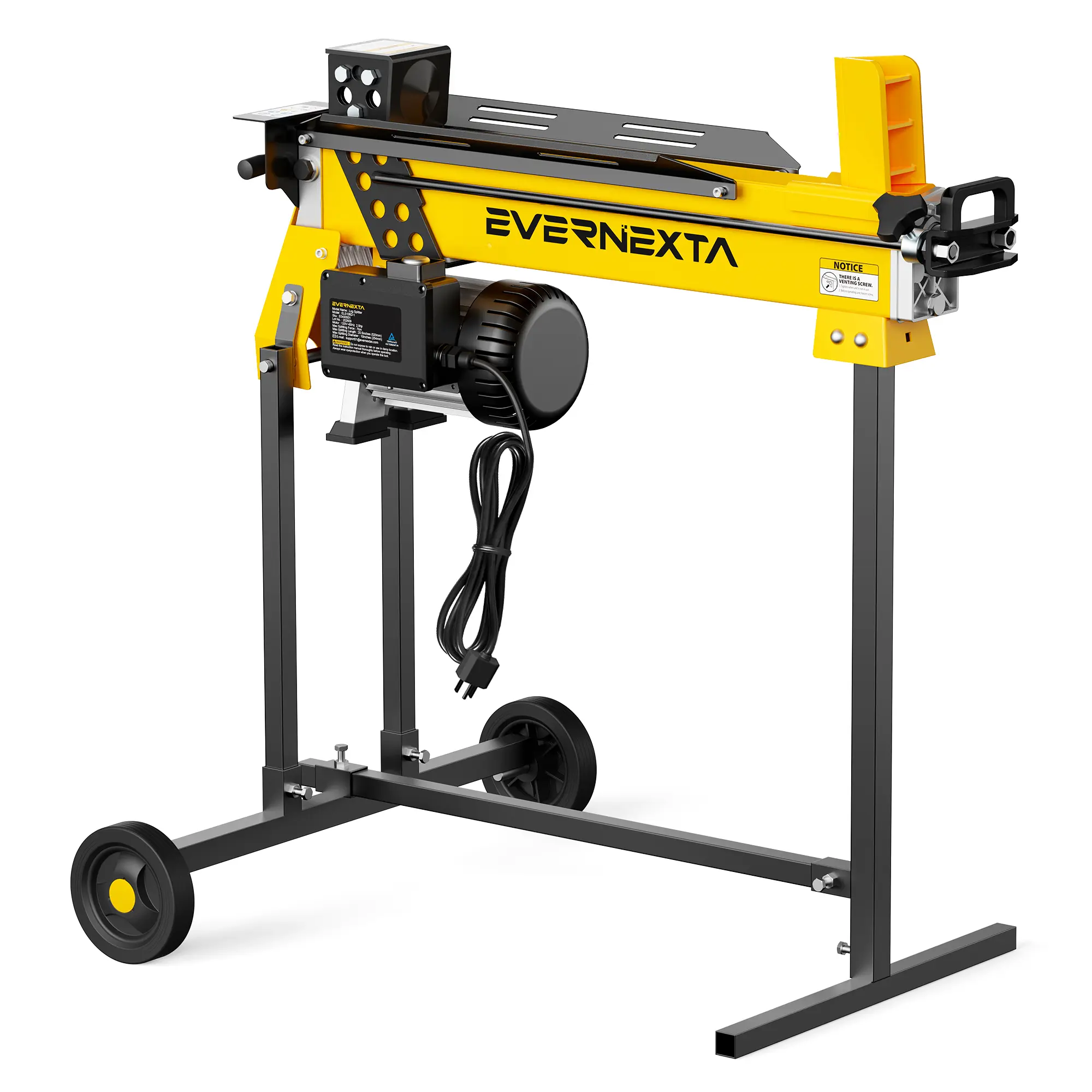 Electric Log Splitter with Stand, 120V Plug-In Wood Splitter, Splits 20.5" Logs up to 10" Diameter, Portable with Wheels for Firewood, Fireplace, Wood Stove, Backyard, Farm & Homestead