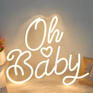 Oh Baby Neon Sign, Dimmable Warm White LED Wall Light, USB Powered With Switch, Ideal Decor for Baby Shower Bedroom & Mother's Day Gift