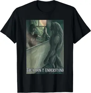 Men's Cotton Short-Sleeve T-Shirt - Werewolf Ripping Meme Alpha Wolf "Literally Me" Round Neck Menswear Clothes, Casual Street Comfy Streetwear Soft Cotton Gift Tee