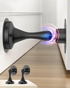 2-Pack Magnetic Door Stopper, Heavy-Duty Stainless Steel Door Catch for Floor or Wall Mounting, No-Drill Adhesive or Screw Installation