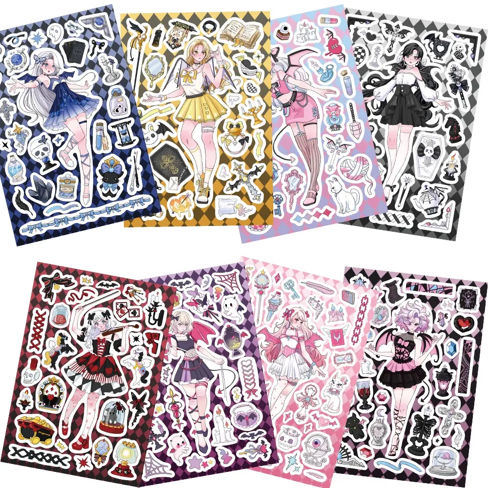 8Sheets Original Devil Girl Guka DIY Stickers For Helmet Bicycle Hand Account Pencil Case Decals LanLanStickersWorld
