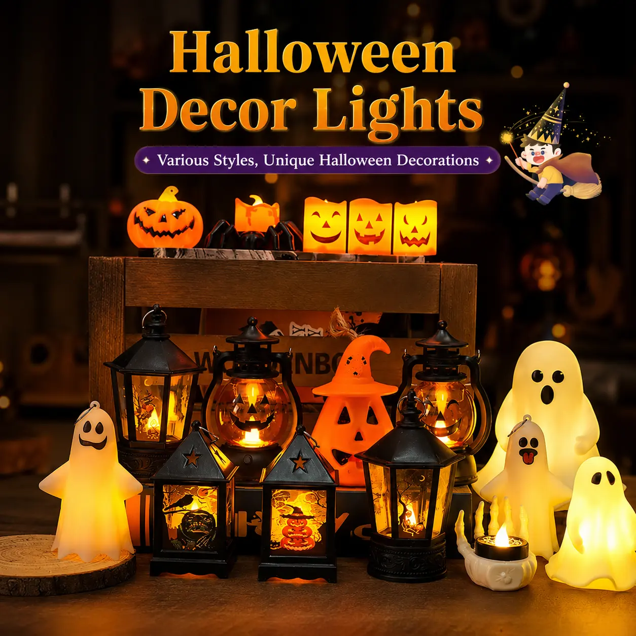 Halloween LED Pumpkin Lantern – Handheld Light-Up Tabletop Decoration