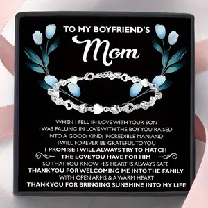 To My Boyfriend's mother, Birthday Gift From Son's girlfriend，Boyfriend's mother Newest Heart Bracelet Gift, Birthday Gift, Christmas Gift, Gift Card With Text And Gift Box Packaging.