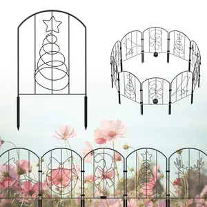 10pcs Solar LED Christmas Metal Fence, Outdoor Christmas Decoration with LED Lights, Suitable for Porch, Lawn, and Garden,Decorative Fences,Garden Decor,Christmas Decor