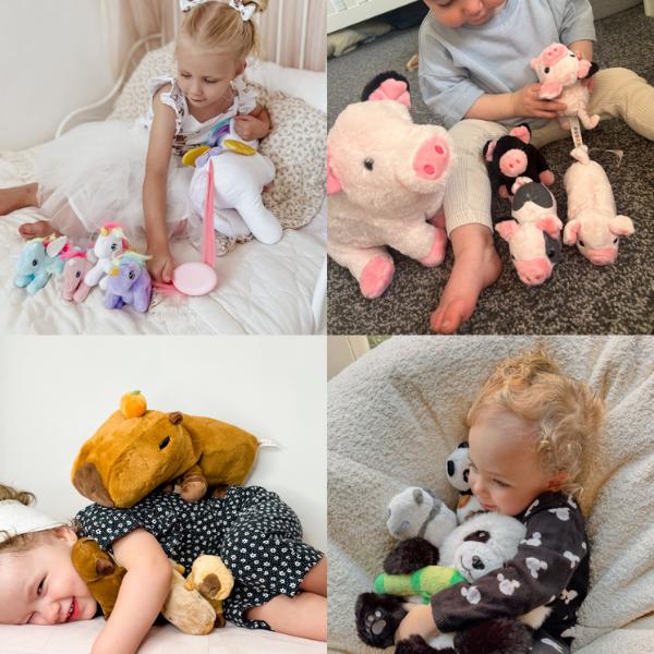 OUOZZZ Highland Cow Plush Toy, 15''Cattle Stuffed Animals with 4 Babies Inside, Toddlers & Kids Gifts, Home Decoration