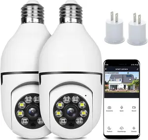Light Bulb Camera 2 Pack,5g Dual Band Bulb Camera,WiFi 6 Light Bulb Camera Pack of 2, 2.4G/5G WiFi Light Bulb Camera, Home Secuirty Socket Camera,360 Degree Panoramic Camera 2 count