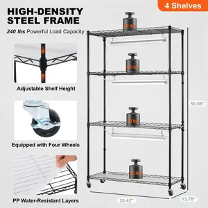 Father's Day Gift VEVOR Plant Stand with Grow Light, 4 Tier Plant Shelf with 90W Grow Light for Indoor Plants, 3 Modes Grow Light Shelf Full Spectrum Lights Adjustable Metal Plant Stand for Seed Starting