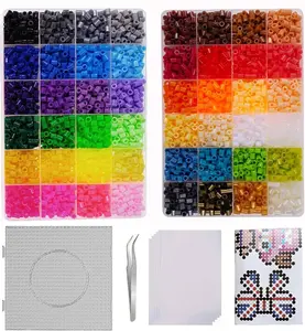 4800pcs Fuse Beads Kit for Kids Crafts, 48 Colors 5mm Melting Beads Set Including Pegboards, Ironing Paper, Tweezers, Birthday and Christmas Gift