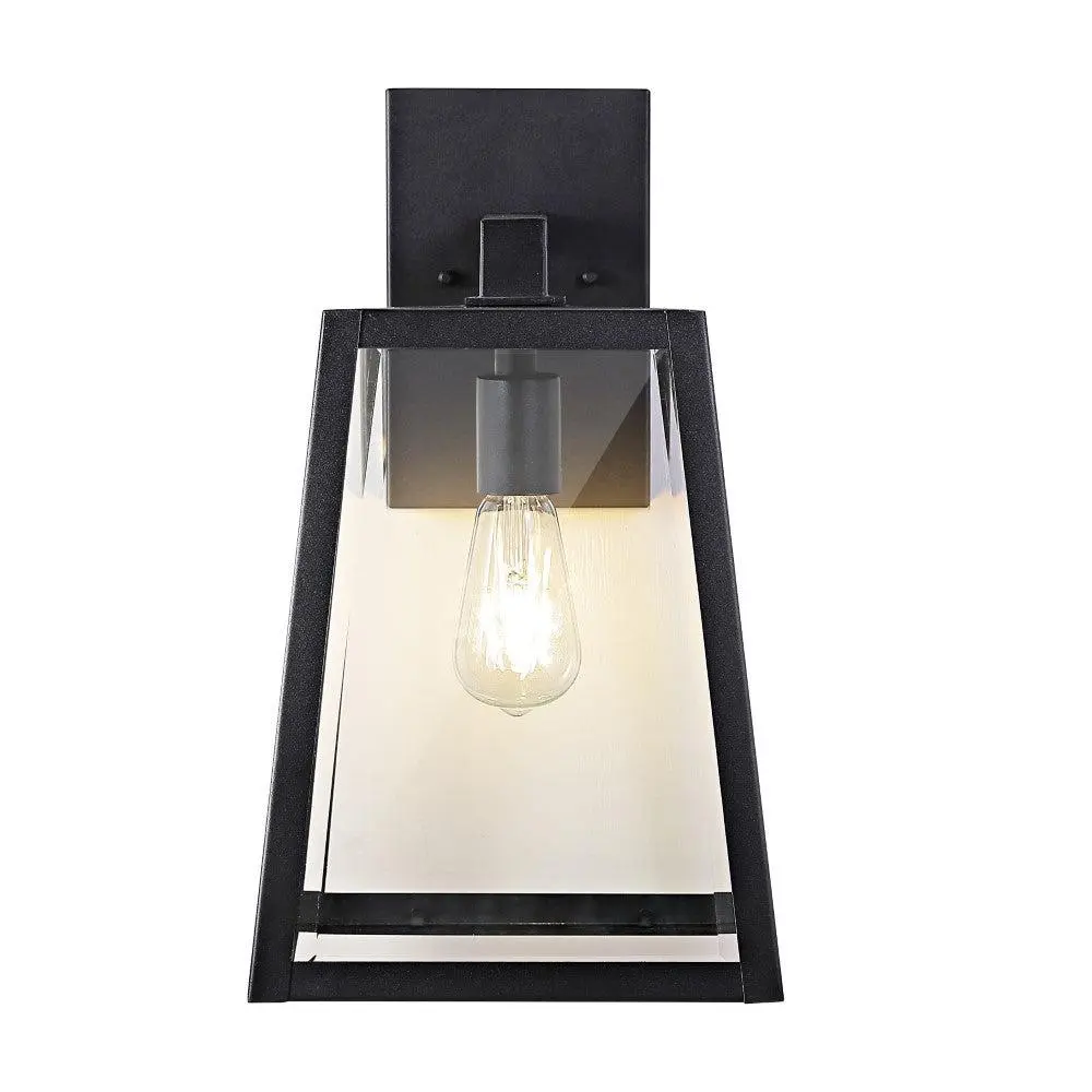 JONATHAN Y Pasadena Iron-Glass Modern Industrial Angled LED Outdoor Lantern - Decorative Black Garage Light, Outdoor LED Lamp for Living Room, Bedroom, Outdoor Led Lights