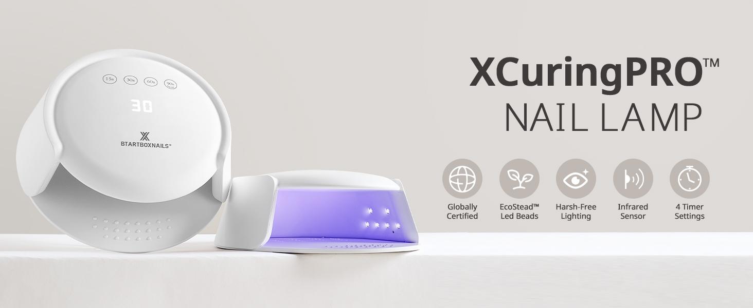 BTArtboxnails XCuringPRO Nail Lamp - Globally Certified Nail Dryer, Ecostead UV LED Beads Instant Cure Nail Light with 4 Timer, Smart Sensor, LCD Display for Curing Gel Nail Polish