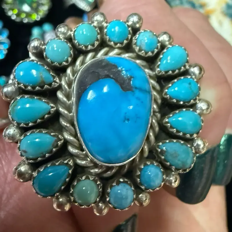 Native made 925  Turquoise Statement Ring