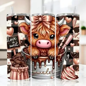 Highlander Cow Tumbler - Adorable Cow Design with Sweet Theme - Perfect for Beverage Lovers - Unique and Fun Gift Idea