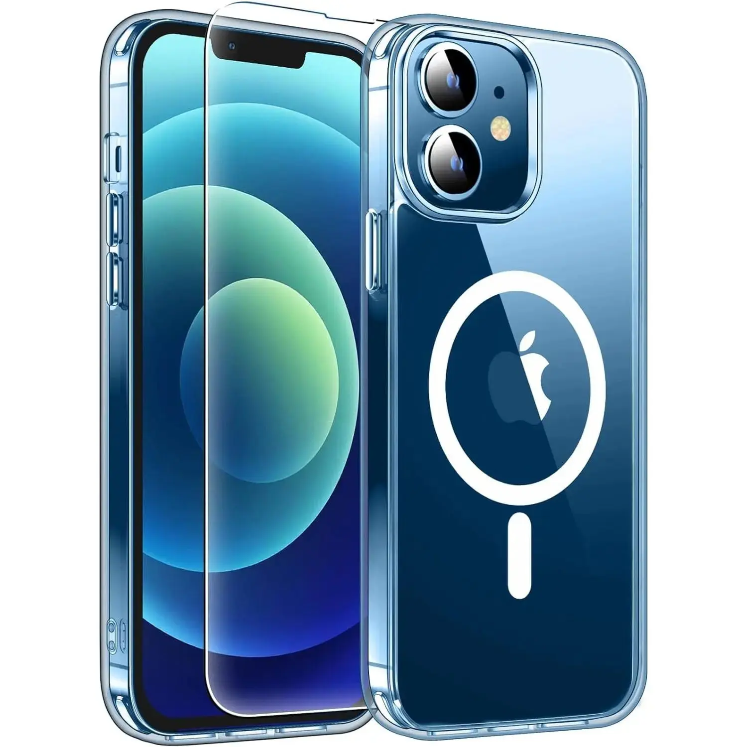 Entronix Case Clear Magnetic Case Designed for Apple iPhone 11 with 1 Tempered Glass, Shockproof Transparent Crystal Cover Protective Wireless Dustproof Smartphone Cellphone Protection