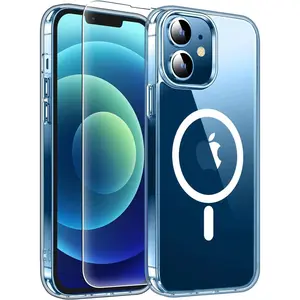 Entronix Case Clear Magnetic Case Designed for Apple iPhone 11 with 1 Tempered Glass, Shockproof Transparent Crystal Cover Protective Wireless Dustproof Smartphone Cellphone Protection