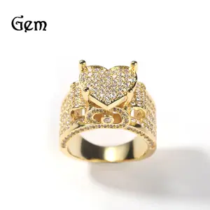 Hip Hop Gothic Heart Ring for Women Men, Unisex Cube Zirconia Ring, Wedding Engagement Valentines Day Mothers Day Jewelry Gift