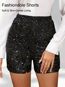 Plus Size Punk Fashion Sequin Women Shorts, Perfect for Parties, Trendy Party, Comfortable and Stylish Design, Ideal for Events