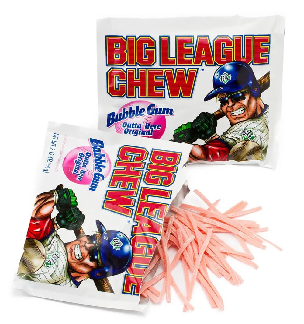 Big League Chew Outta Here Original Corn Chewing Gum - Sugar-Infused Snack, Artificial Flavor, Corn Syrup, Bubblegum Beads - 2.12oz Pack