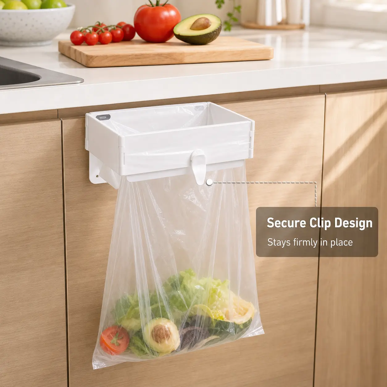 1 Count Wall-mounted Garbage Bag Holder, Thickened Sturdy Structure With Secure Clip, For Bathroom Kitchen And Desk Side Household Organizing