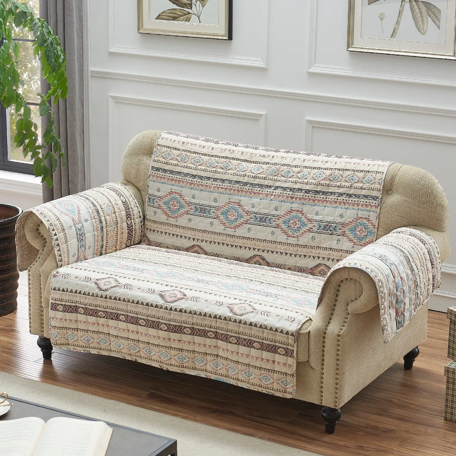 Greenland Home Phoenix Tan Loveseat, 103x76 Inches