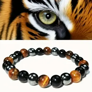 1 Pc Three-in-One Tiger Eye Bracelet, Bohemian Style Jewelry Symbolizing Balance and Prosperity, Elegant Gift for Women and Daily Wear