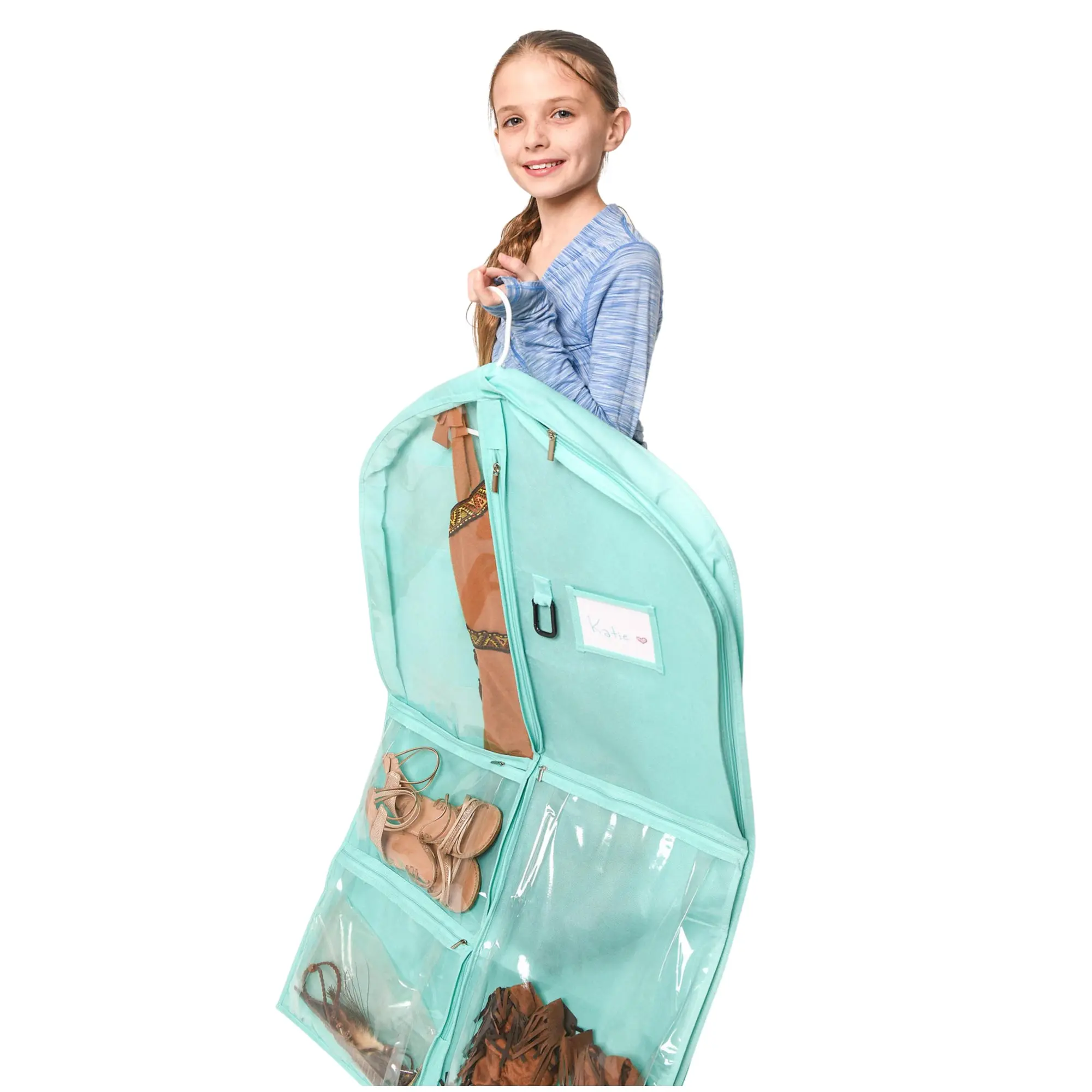 40" Costume Garment Bag - Seafoam Teal Organiser with Window, Ideal for Accessories and Organizing Clothes